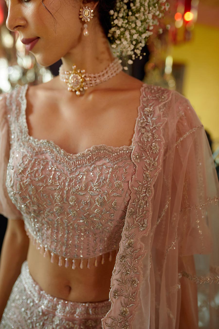Frosty Pink Shahnoor Embroidered Lehenga Set