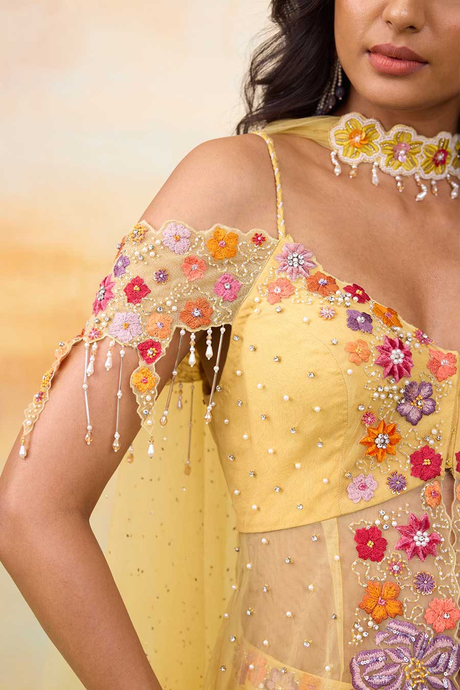 Sunrise Yellow Mulan Embroidered Gharara Set