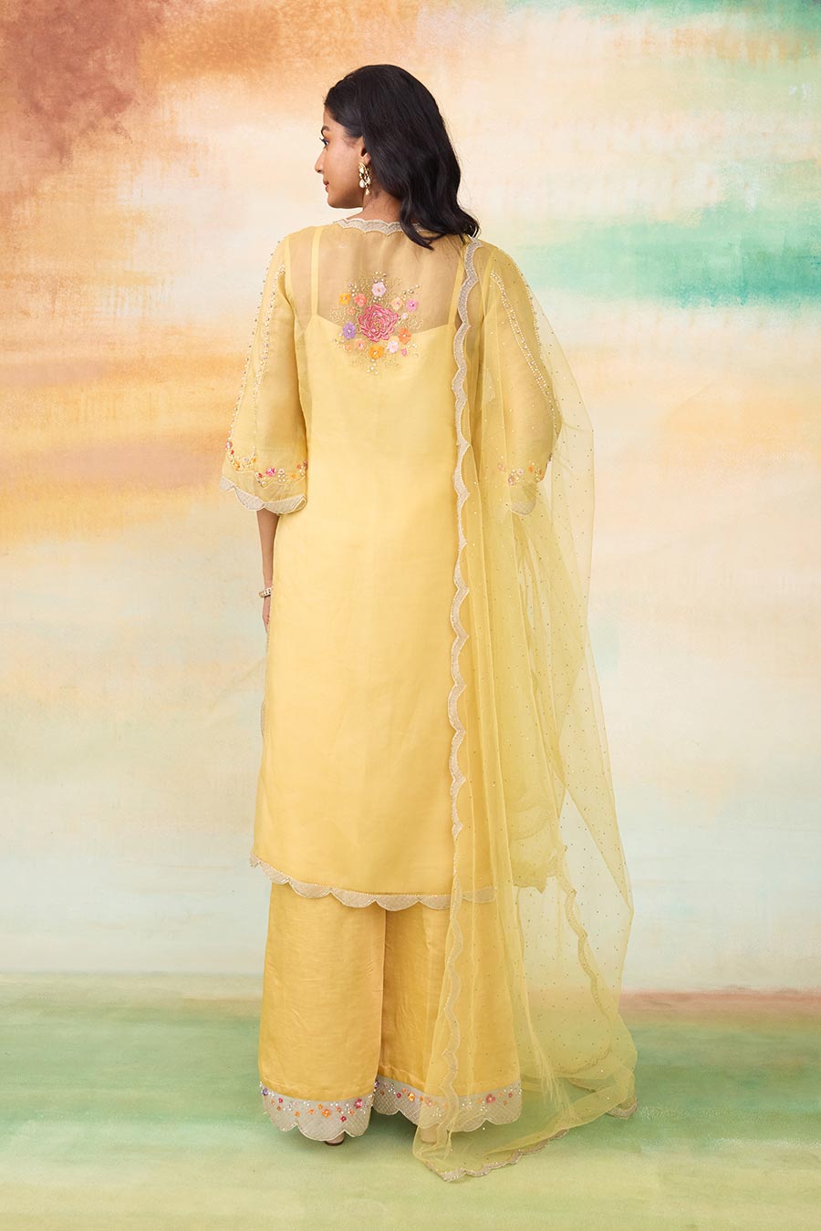 Sunrise Yellow Amira Embroidered Kurta Set