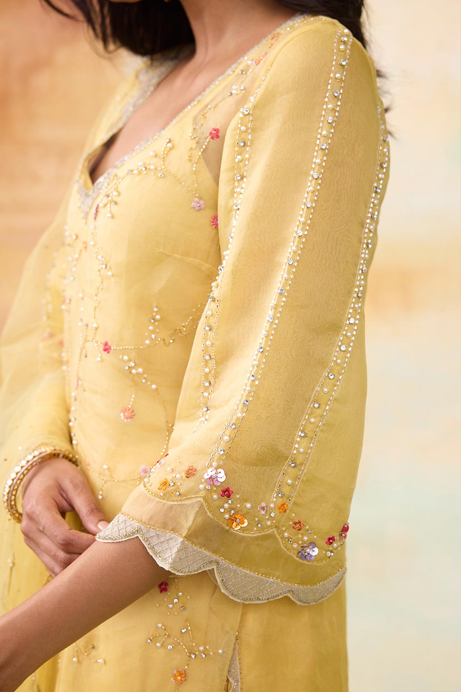 Sunrise Yellow Amira Embroidered Kurta Set
