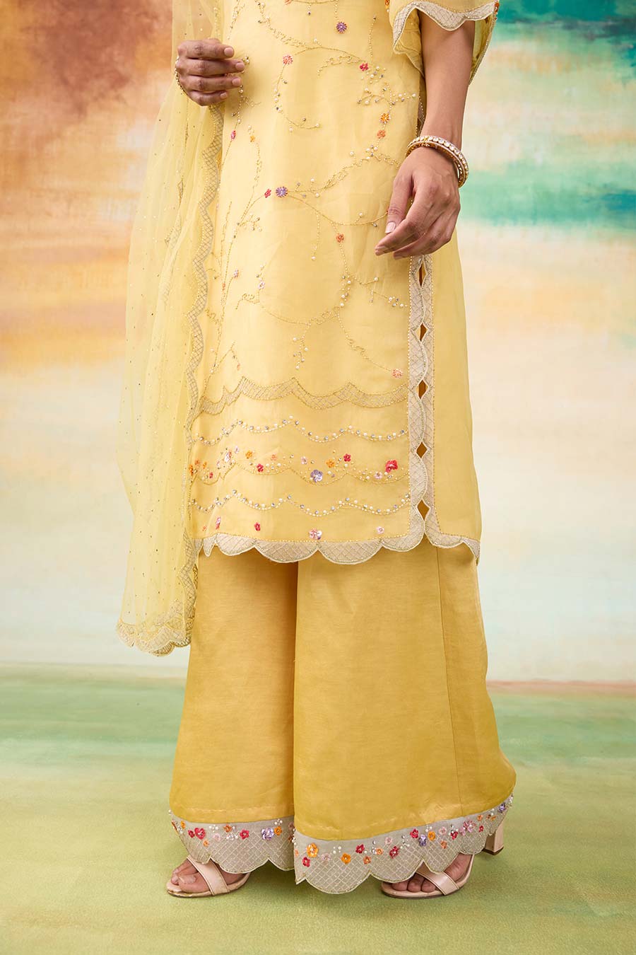 Sunrise Yellow Amira Embroidered Kurta Set
