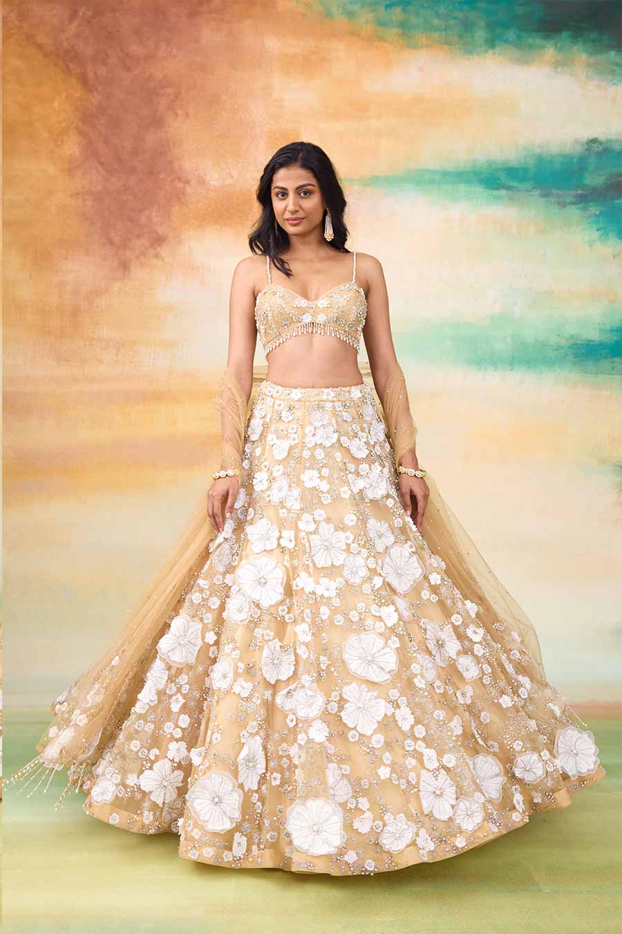 Golden Haze Bella Floral Embroidered Lehenga Set