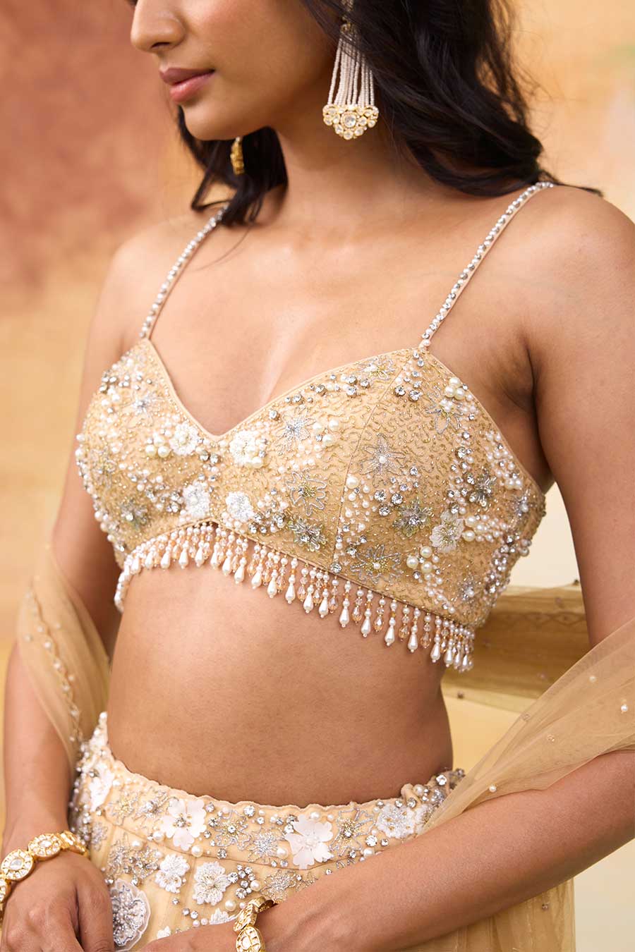 Golden Haze Bella Floral Embroidered Lehenga Set
