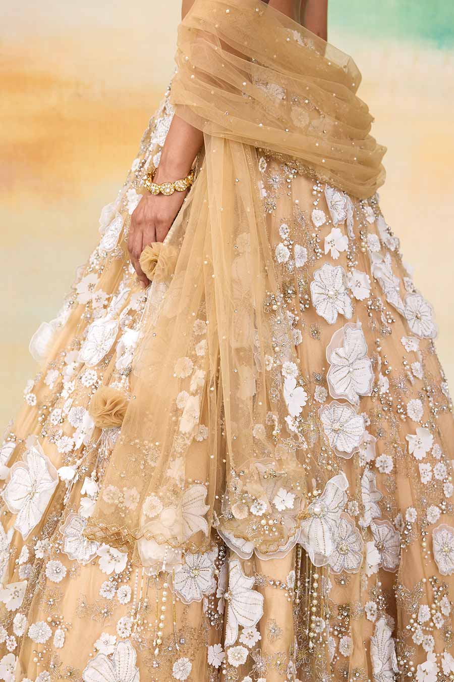 Golden Haze Bella Floral Embroidered Lehenga Set