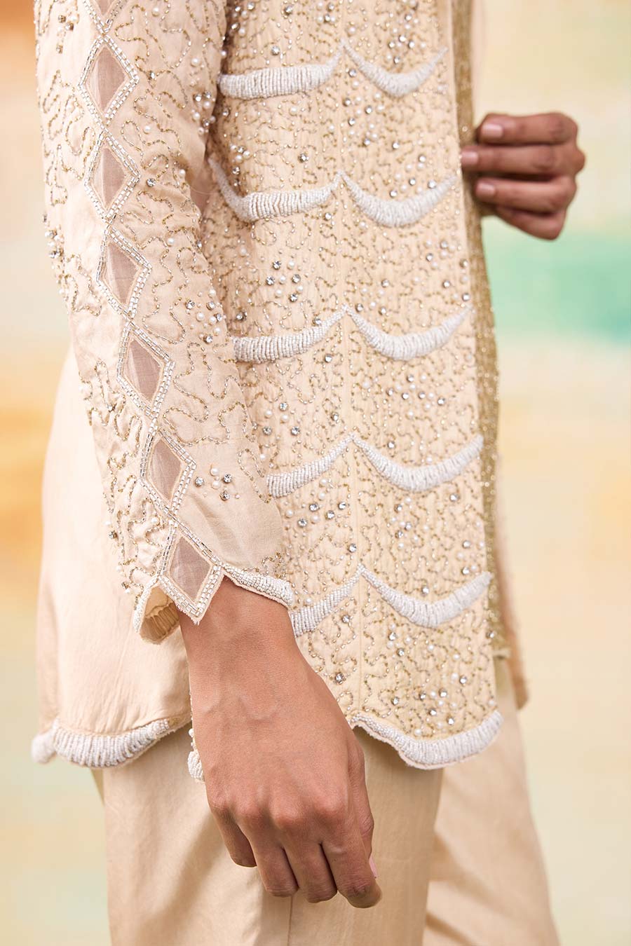Golden Jasmine Embroidered Jacket & Pant Co-Ord Set