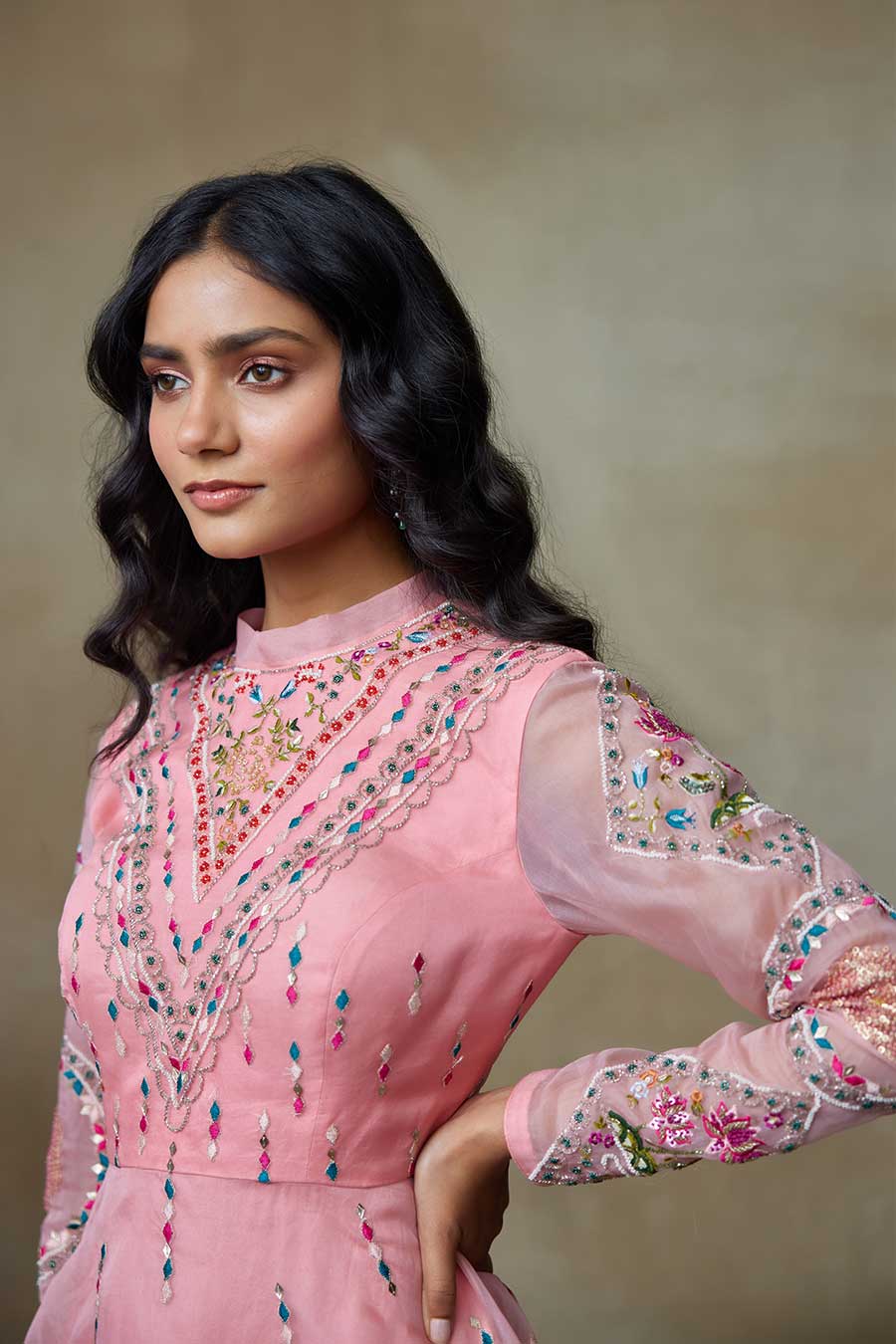 Pink Breeze Embroidered Short Dress