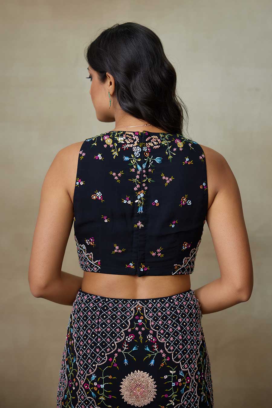 Black Kestrel Embroidered Top & Skirt Co-Ord Set