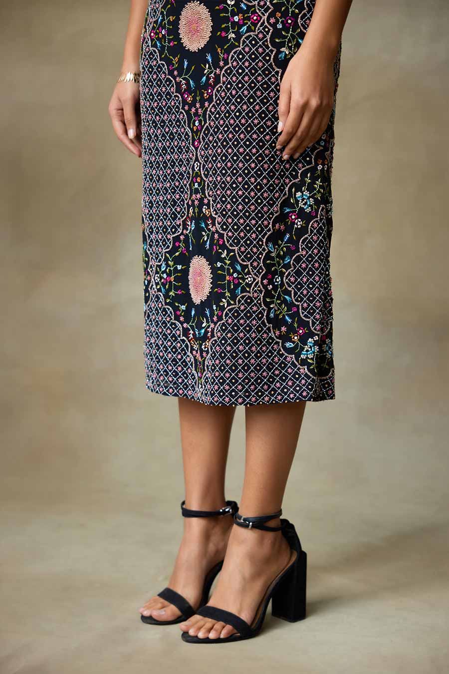 Black Kestrel Embroidered Top & Skirt Co-Ord Set