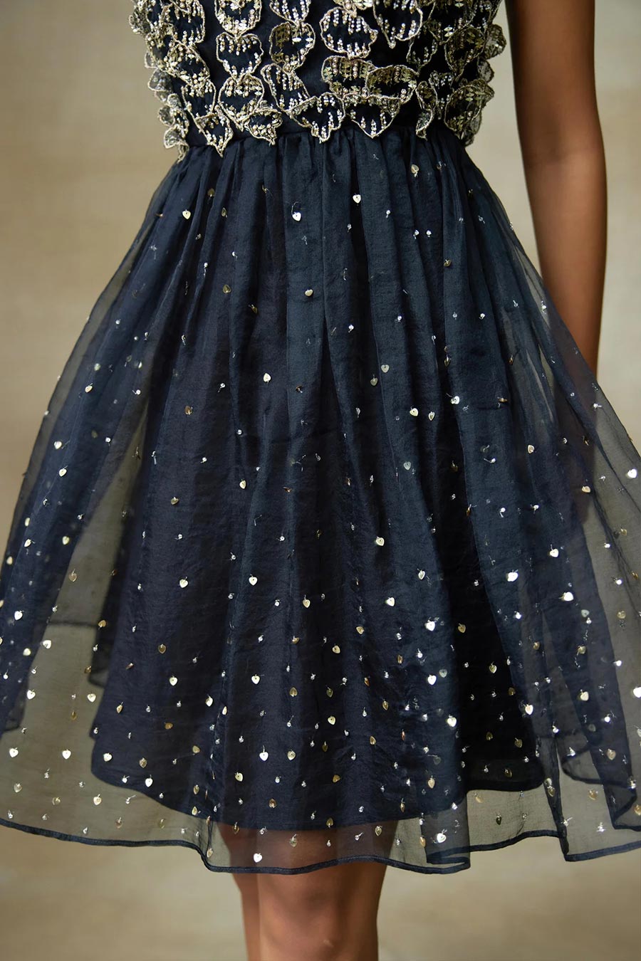 Black Galaxy 3D Heart Embroidered Dress