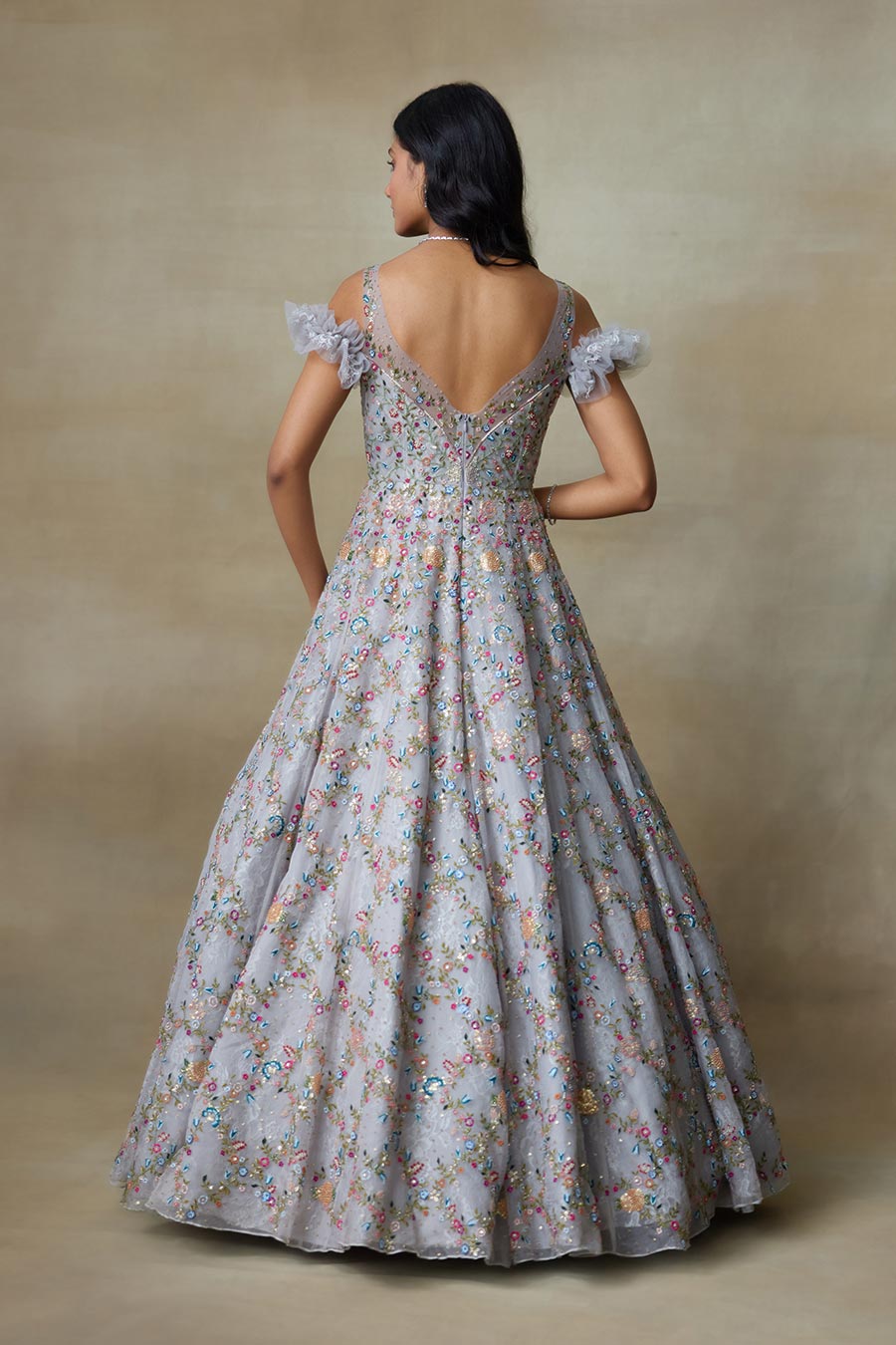 Grey Sparrow Embroidered Gown