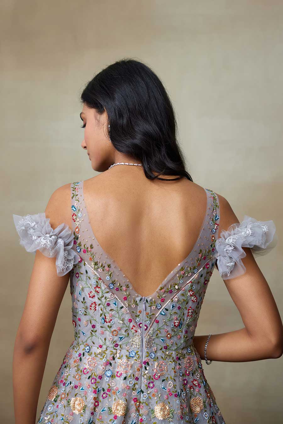 Grey Sparrow Embroidered Gown