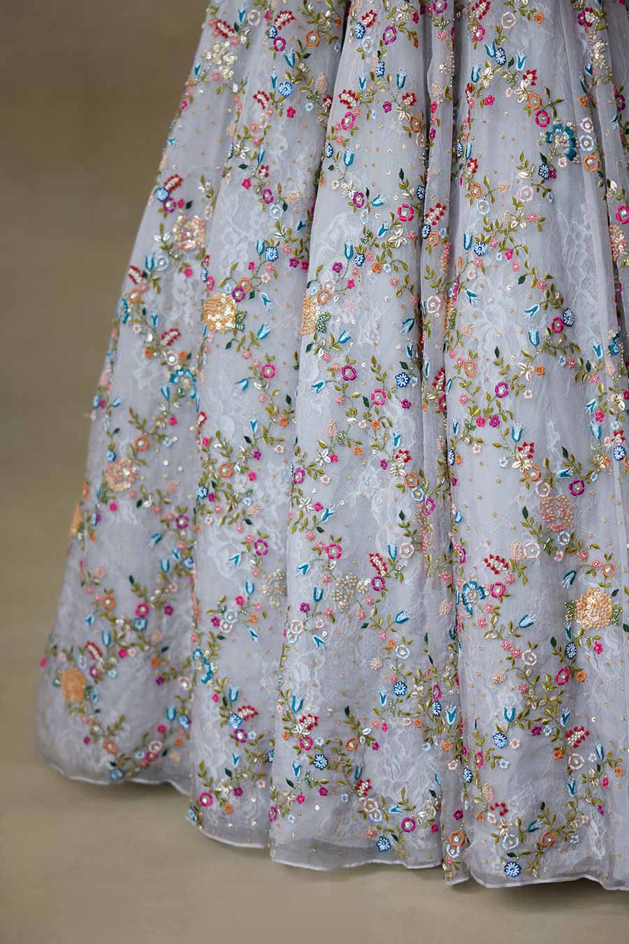 Grey Sparrow Embroidered Gown