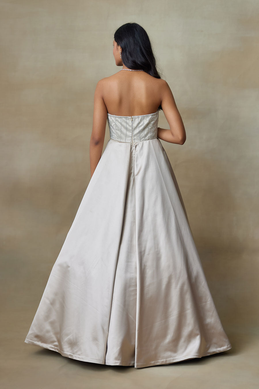 Pale Toosh Swan Embroidered Gown