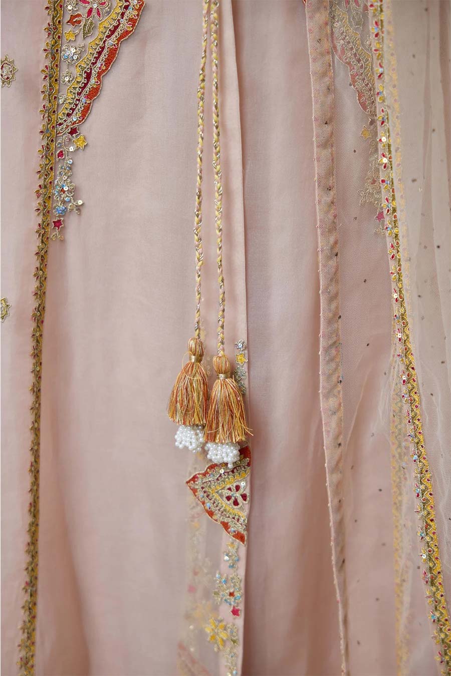 Frosty Pink Kite Embroidered Kurta Set With Jacket