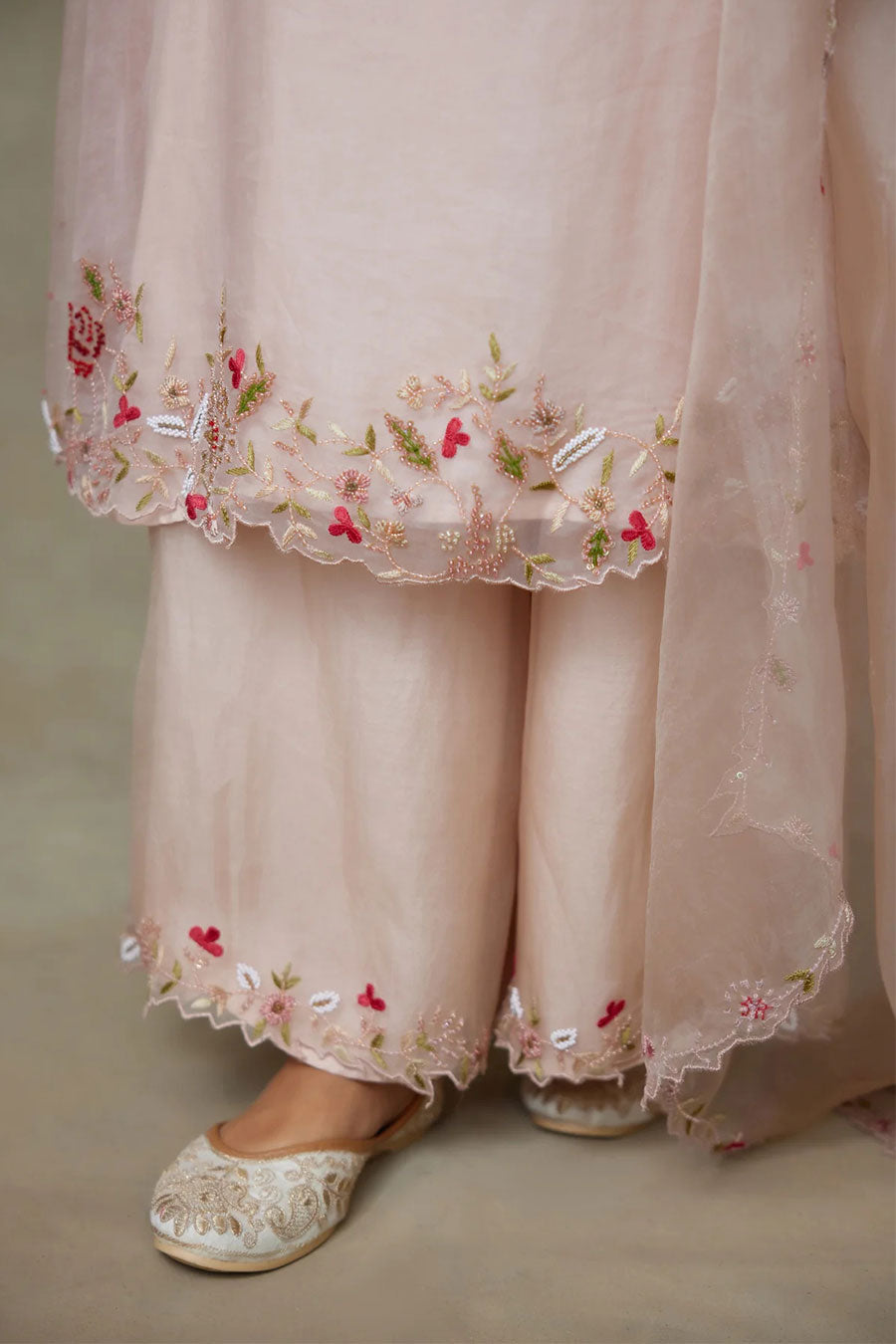 Rose Pink Wind Embroidered Kurta Set