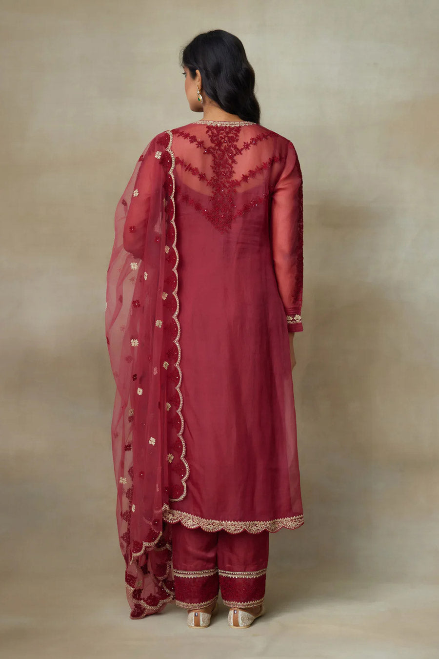 Red Rose Embroidered Kurta Set