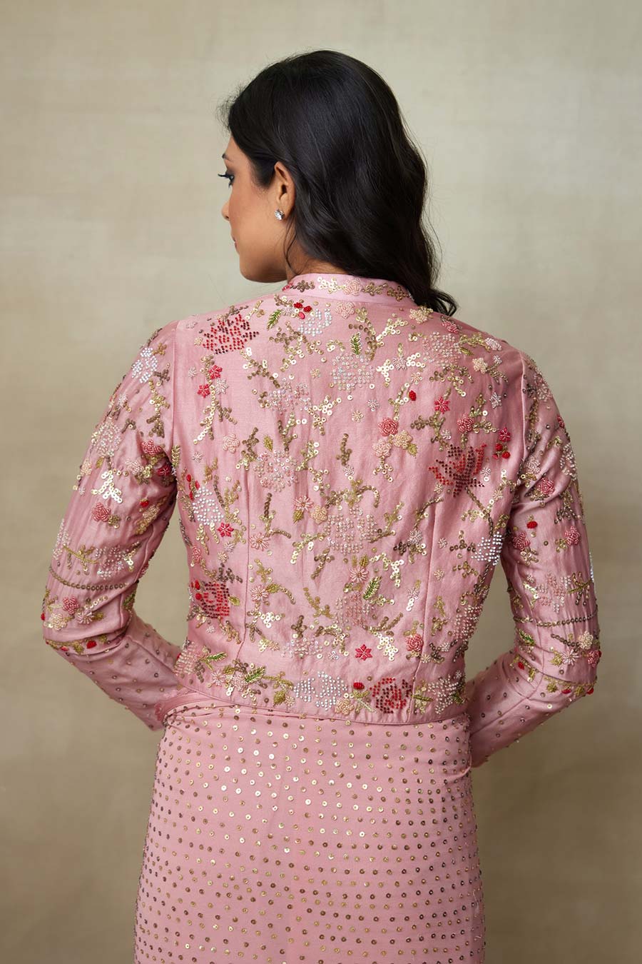 Pink Rangrez Embroidered Saree Set