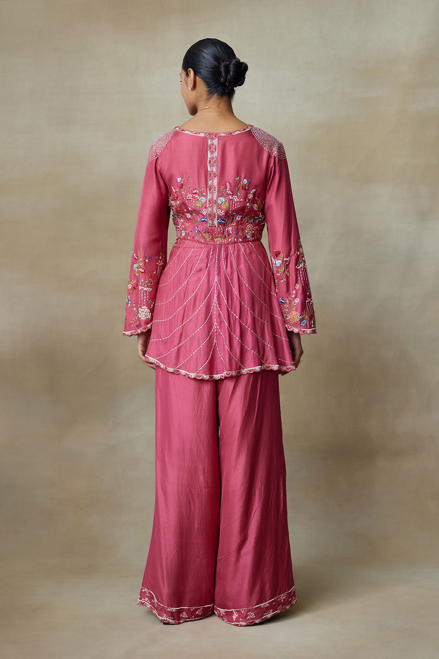 Rust Pink Lake Embroidered Top & Pant Co-Ord Set
