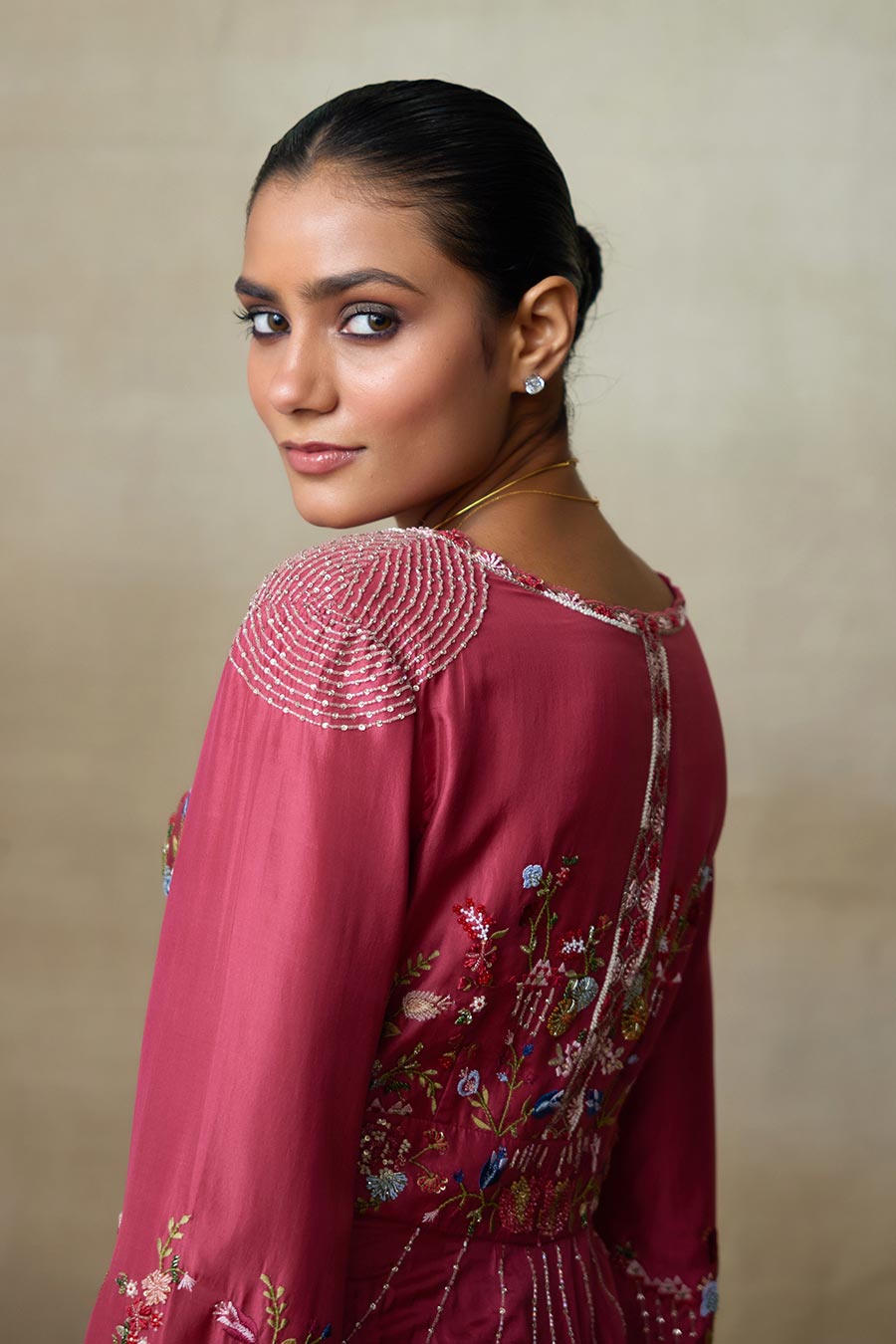 Rust Pink Lake Embroidered Top & Pant Co-Ord Set