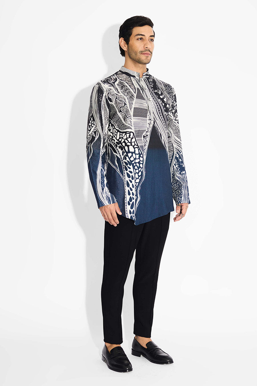 Blue Morph Ombre Short Kurta