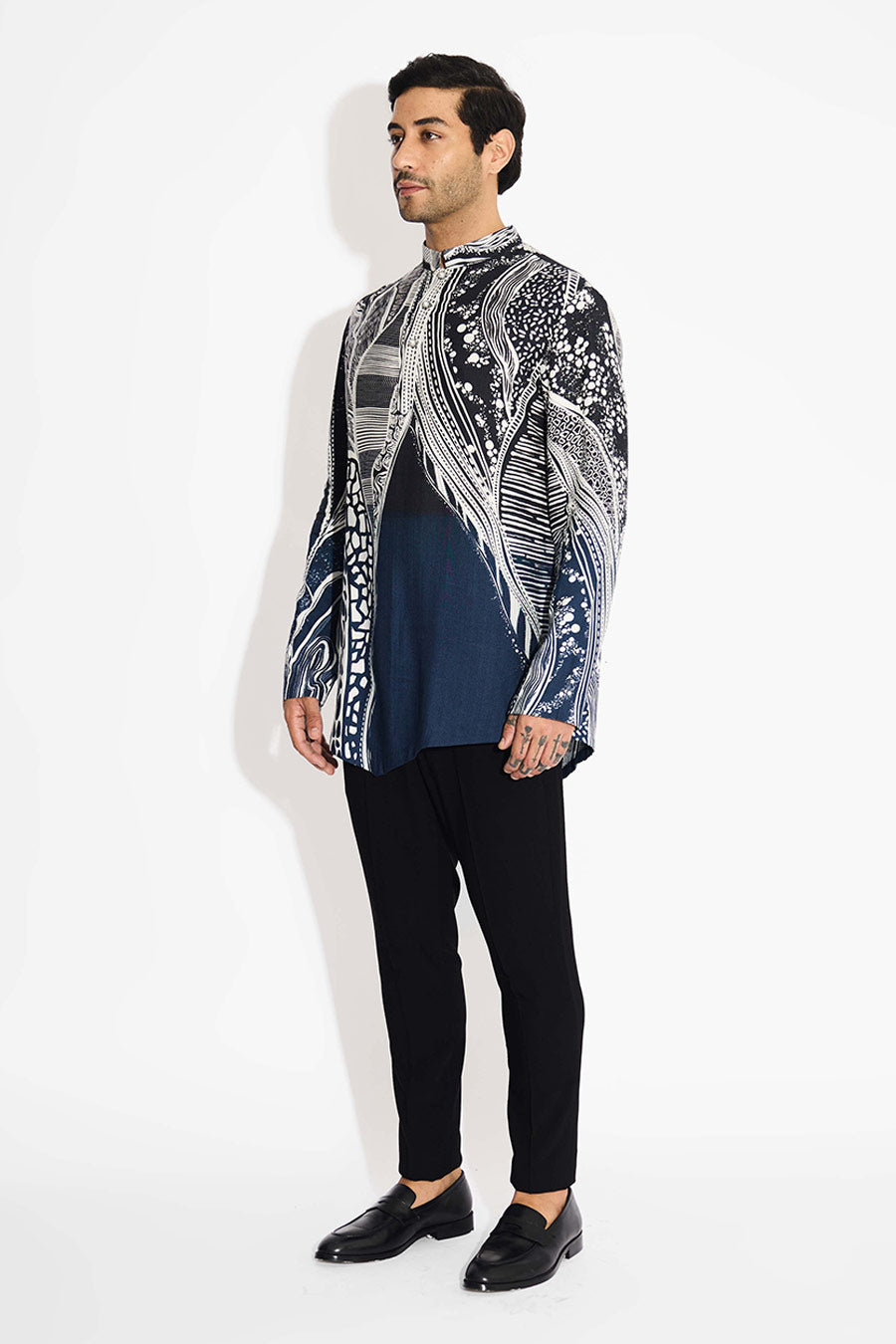 Blue Morph Ombre Short Kurta