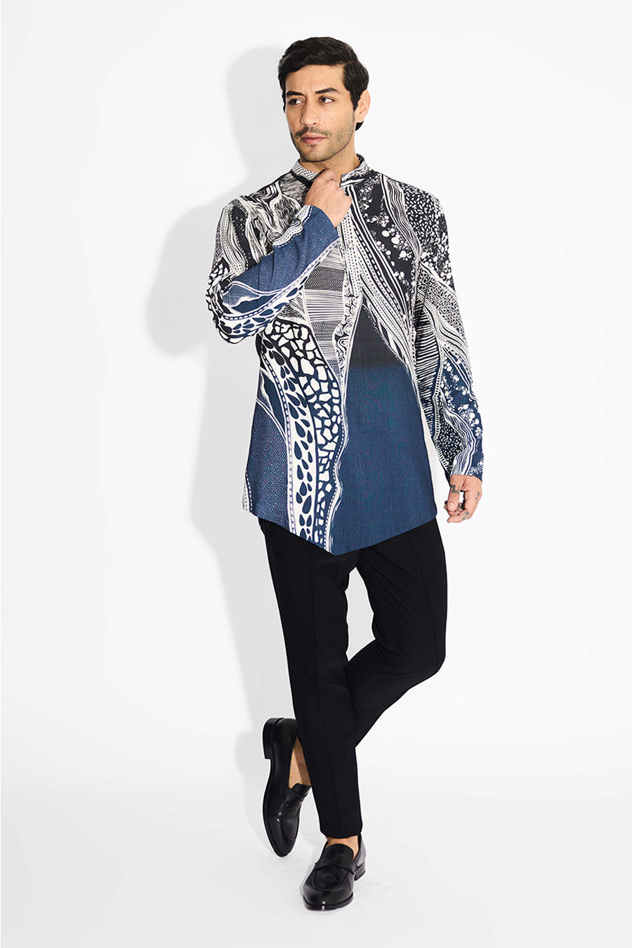 Blue Morph Ombre Short Kurta