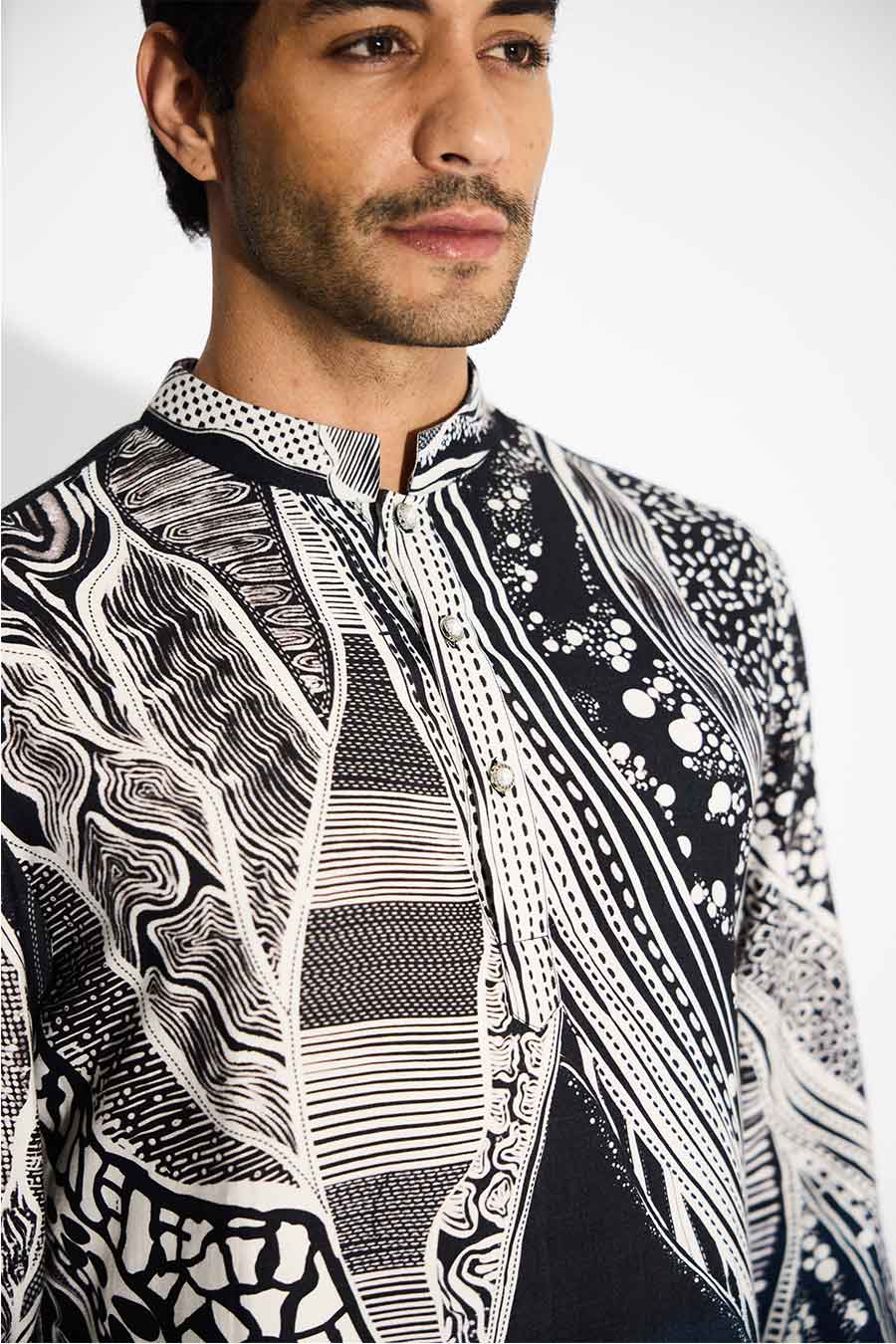 Blue Morph Ombre Short Kurta