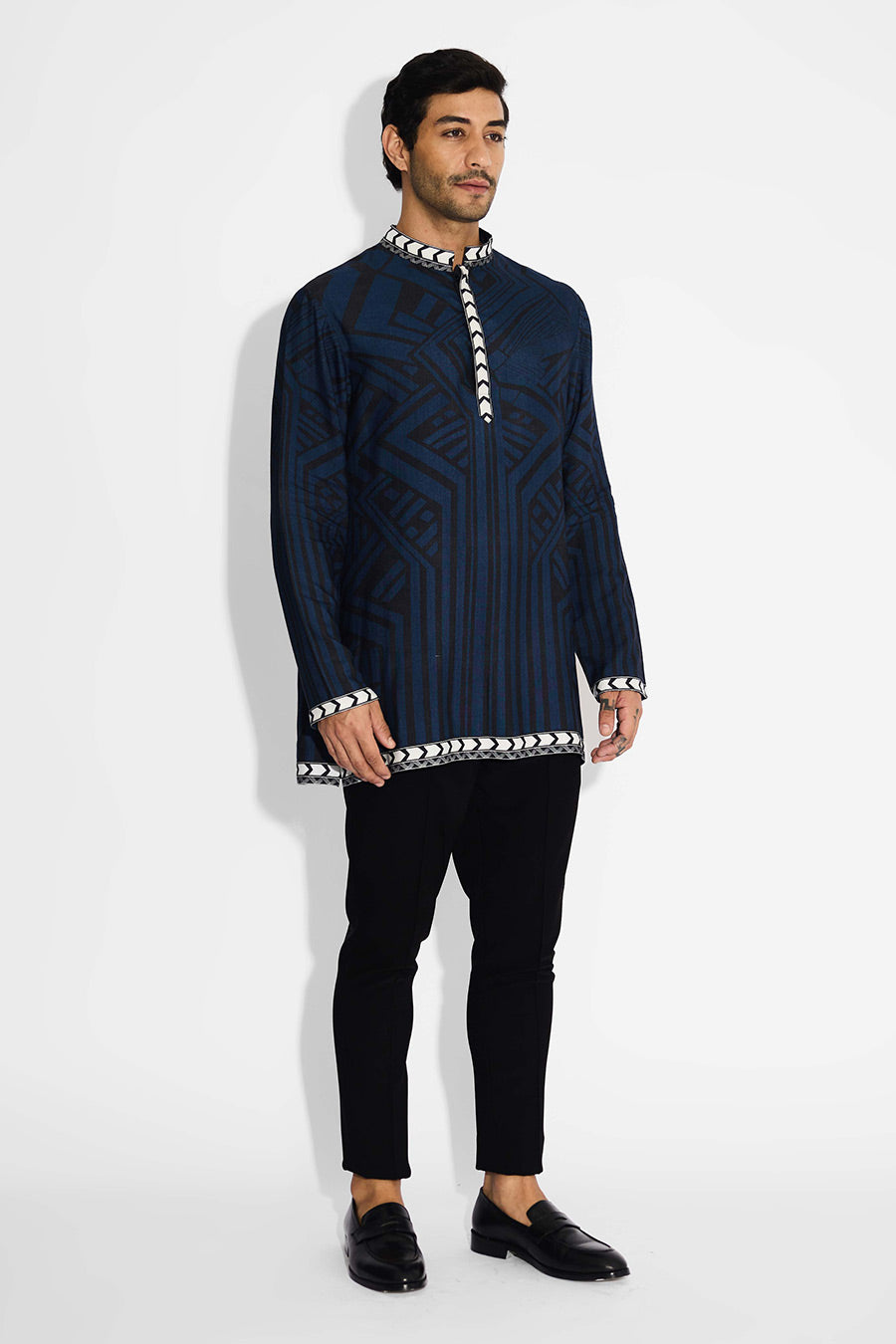 Blue Noir Stride Short Kurta