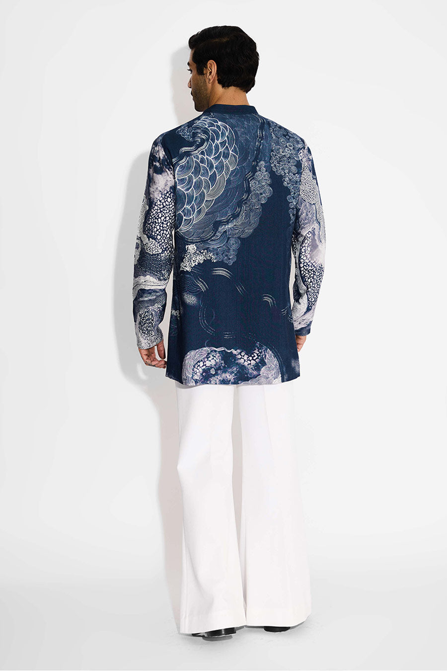 Blue Swirl Printed Short Kurta