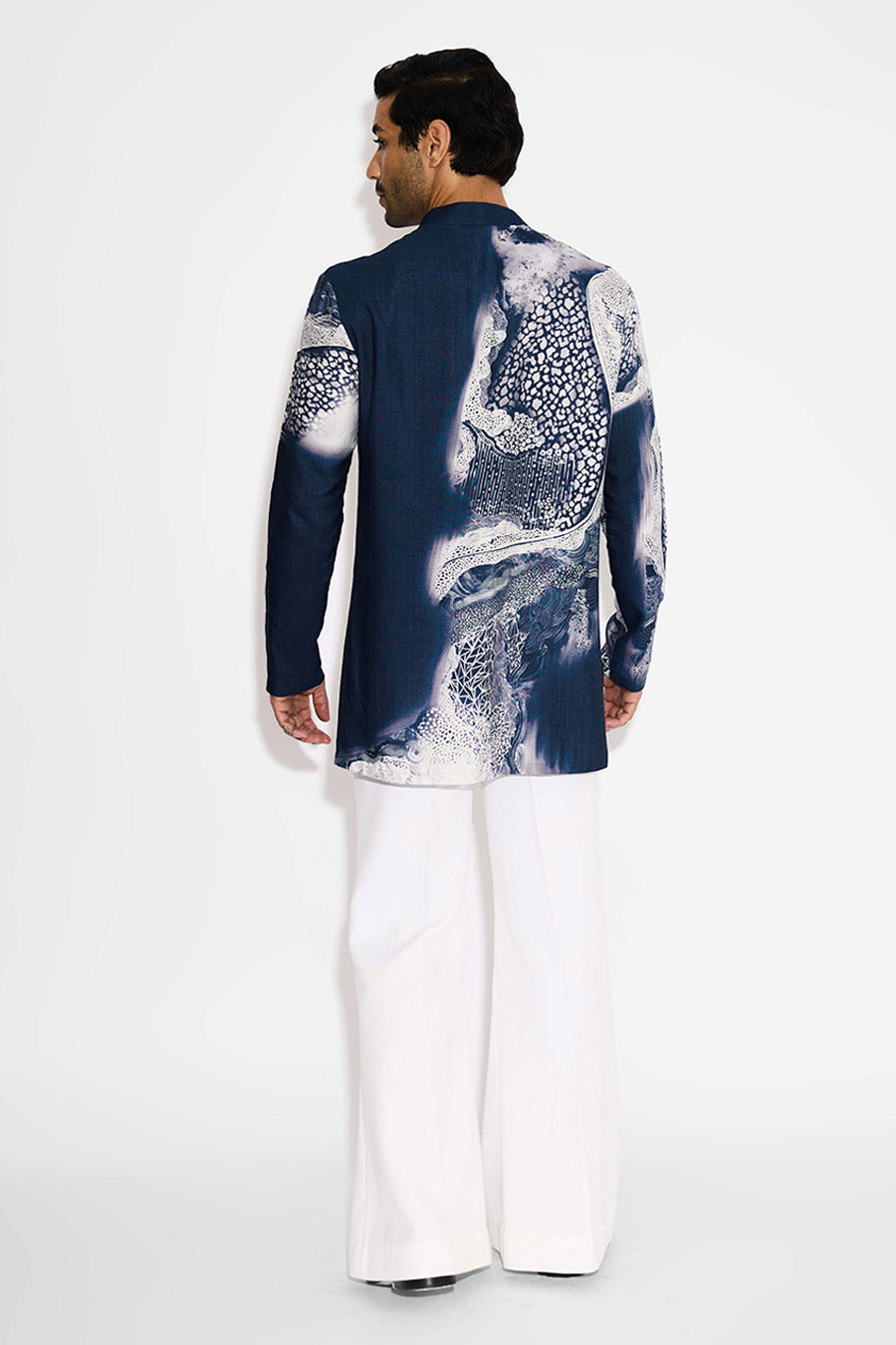Blue Swirl Printed Short Kurta