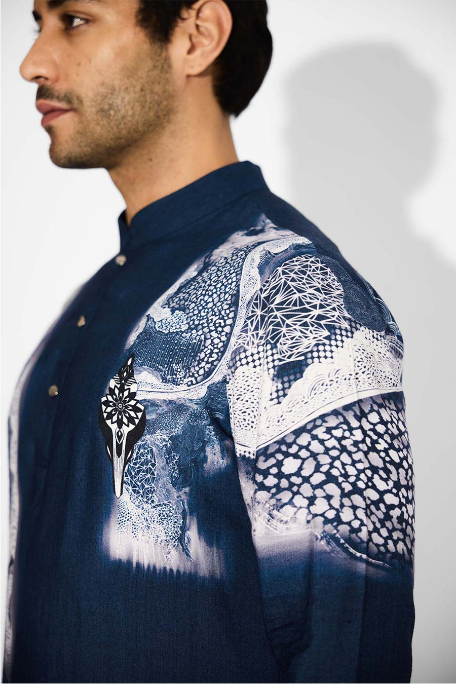 Blue Swirl Printed Short Kurta