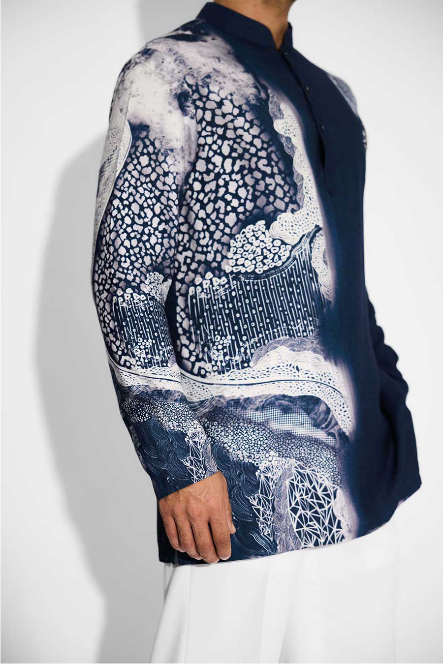 Blue Swirl Printed Short Kurta