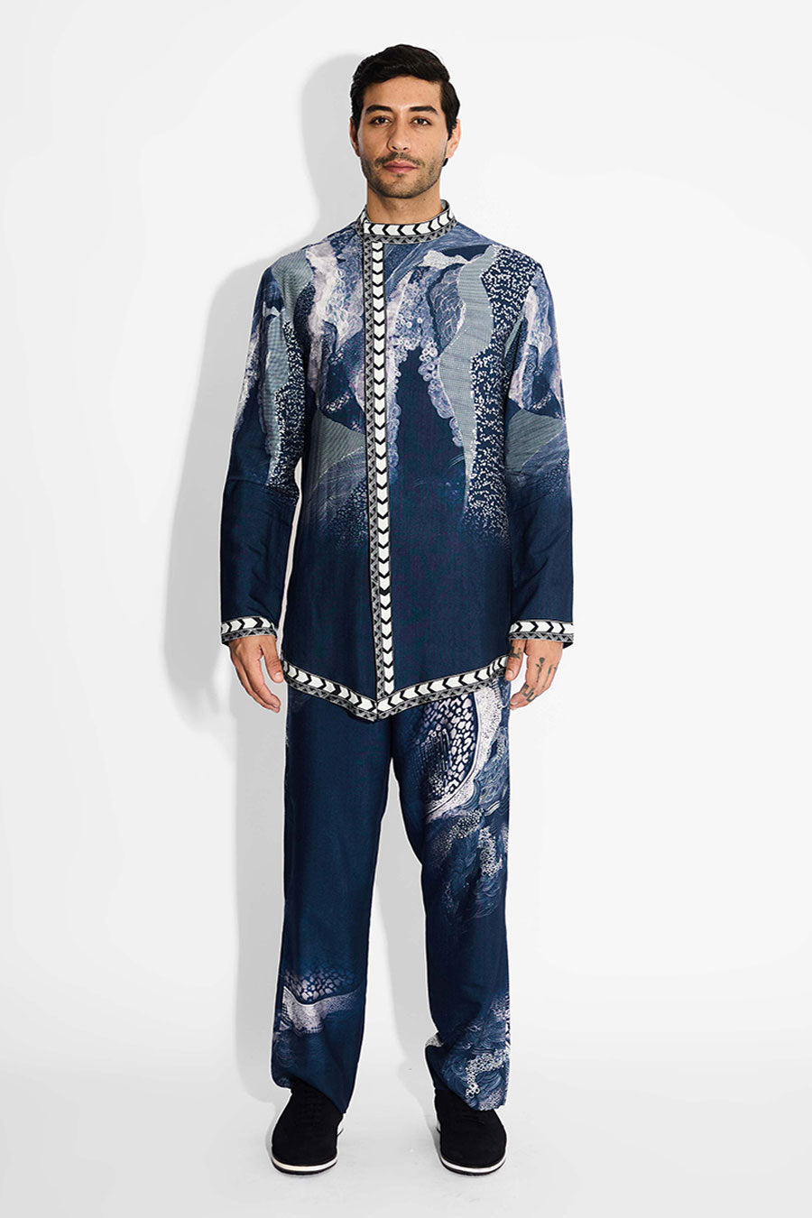 Blue Morph Asymmetric Short Kurta