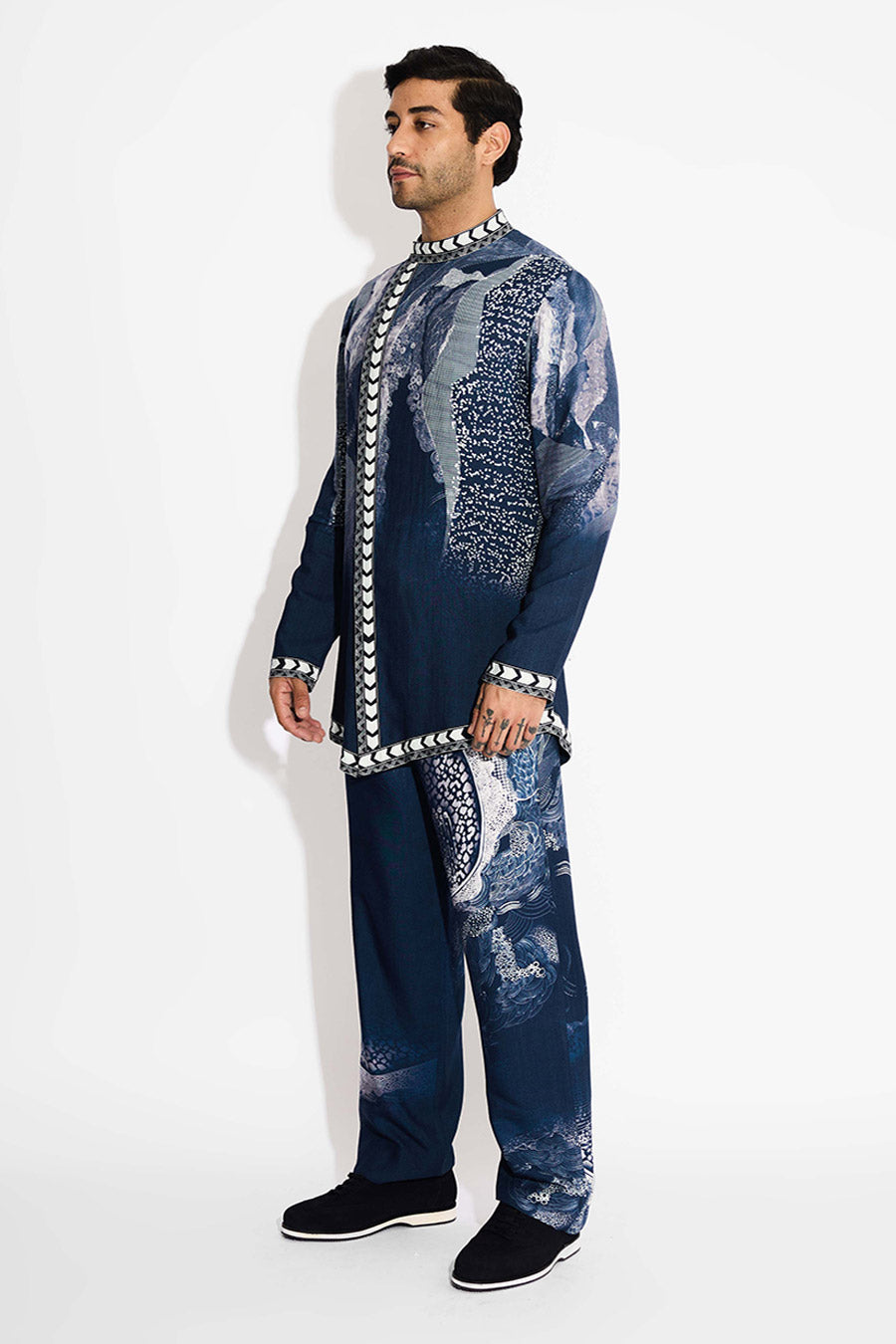 Blue Morph Asymmetric Short Kurta