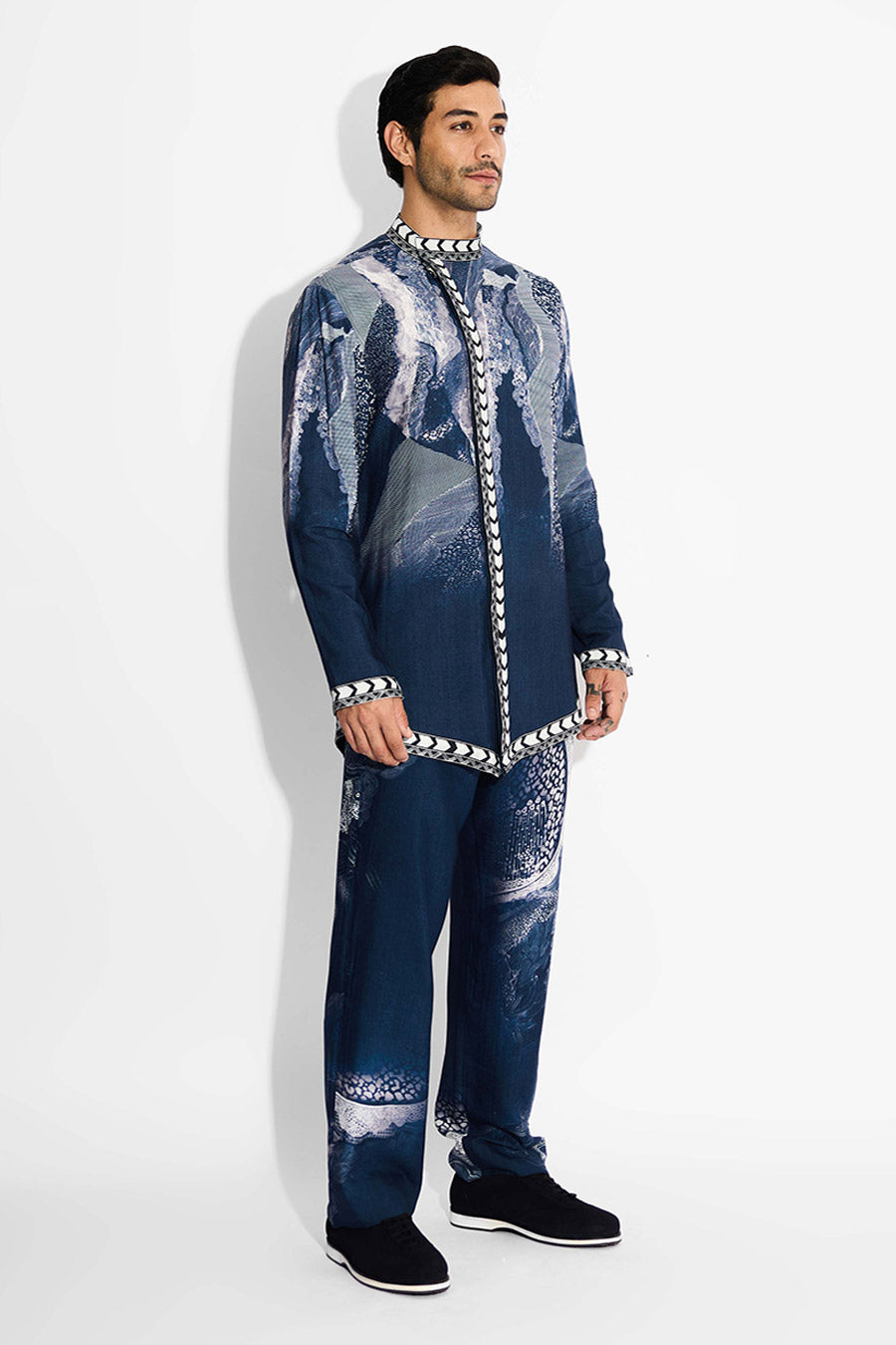 Blue Morph Asymmetric Short Kurta