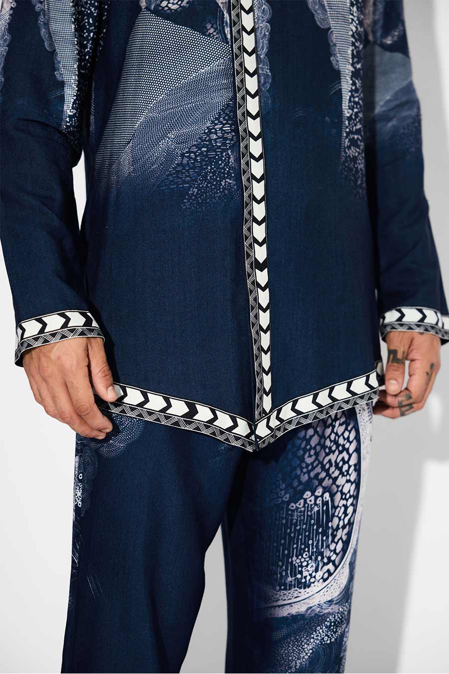 Blue Morph Asymmetric Short Kurta