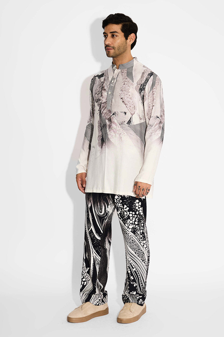 Ivory Lush Morph Printed Short Kurta