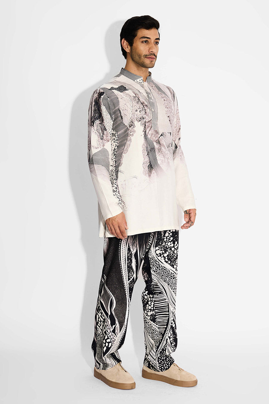 Ivory Lush Morph Printed Short Kurta