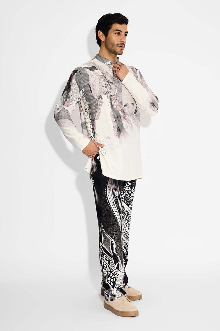Ivory Lush Morph Printed Short Kurta