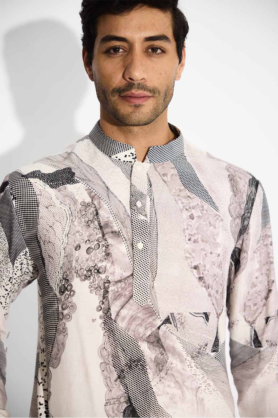 Ivory Lush Morph Printed Short Kurta