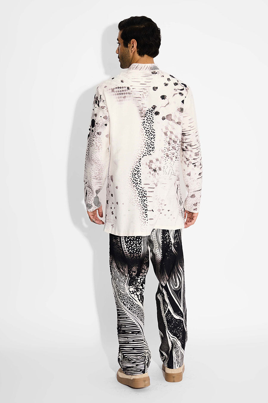 Ivory Dots Printed Short Kurta