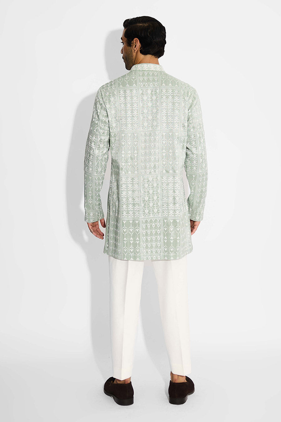 Ash Green Embellished Bandhgala