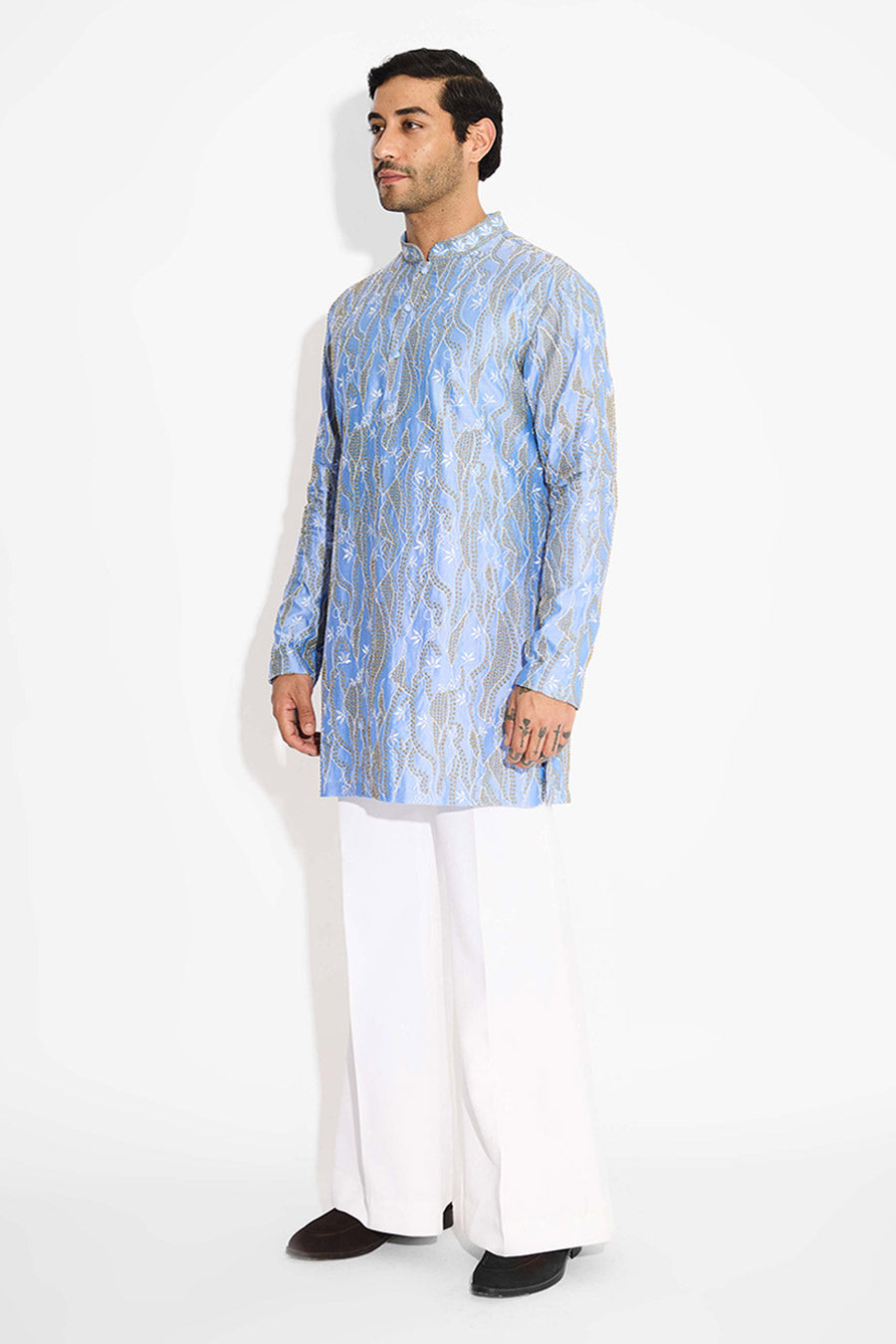 Frost Blue Abyss Dots Short Kurta