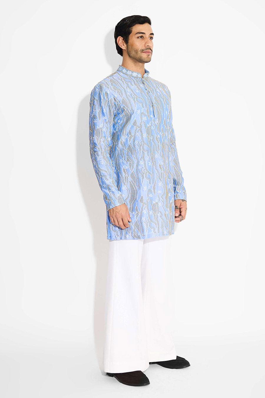 Frost Blue Abyss Dots Short Kurta