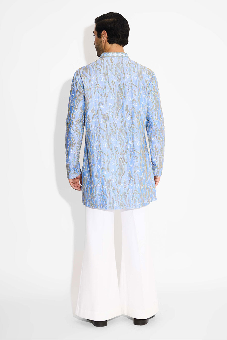 Frost Blue Abyss Dots Short Kurta