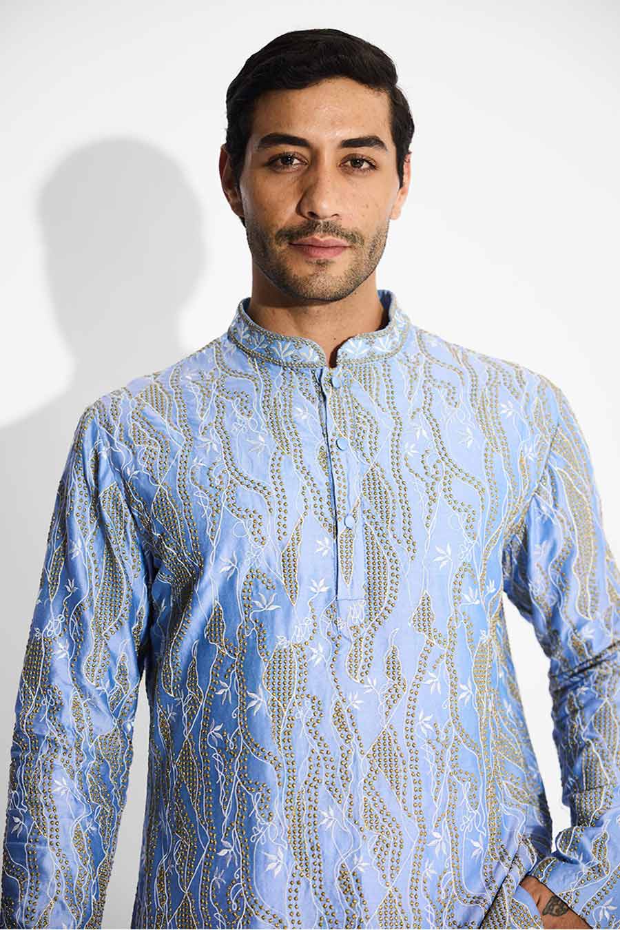 Frost Blue Abyss Dots Short Kurta