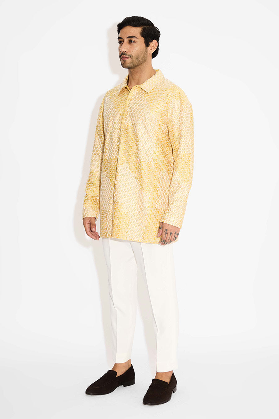 Yellow Drop-Shoulder Short Kurta