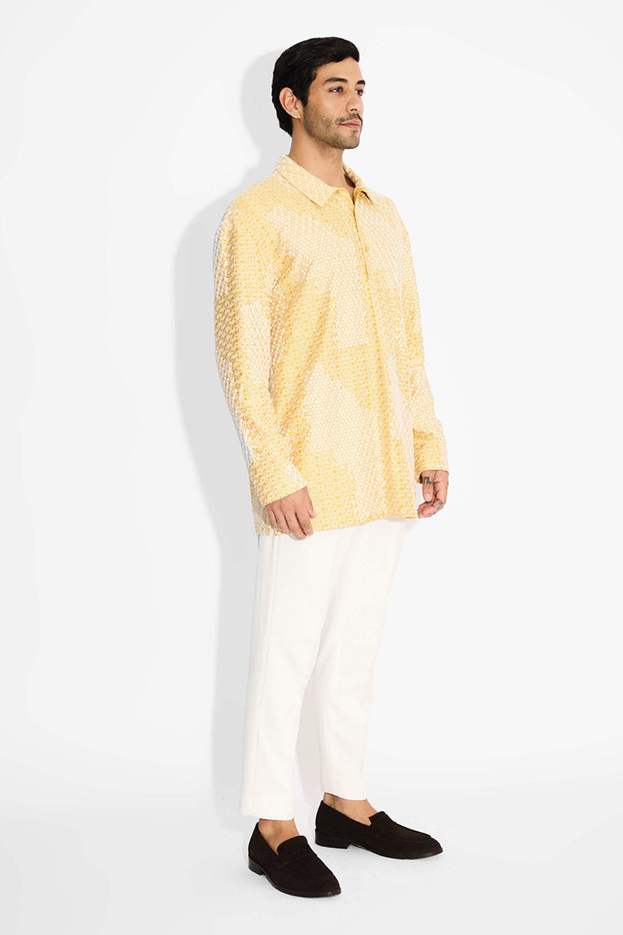 Yellow Drop-Shoulder Short Kurta