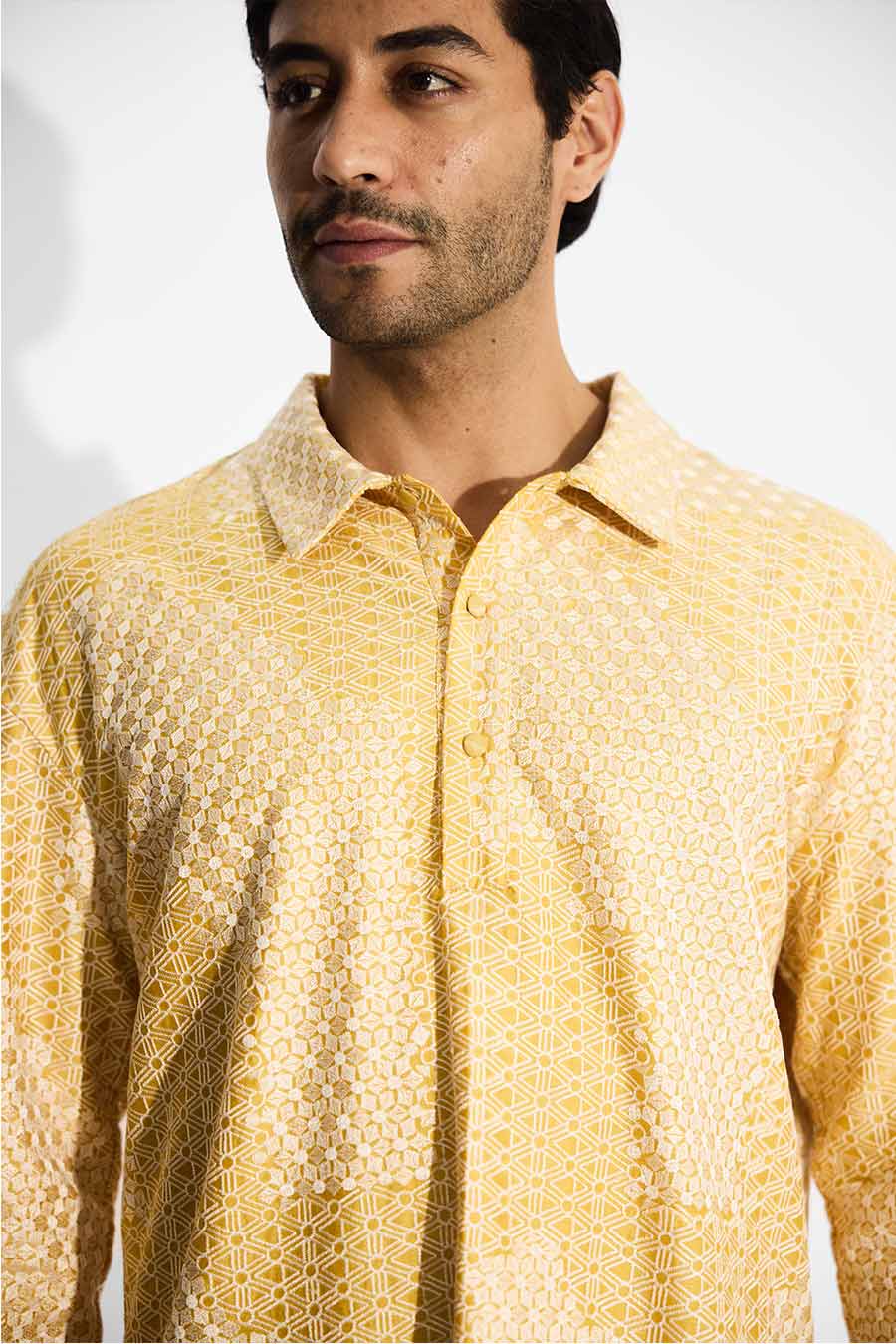 Yellow Drop-Shoulder Short Kurta