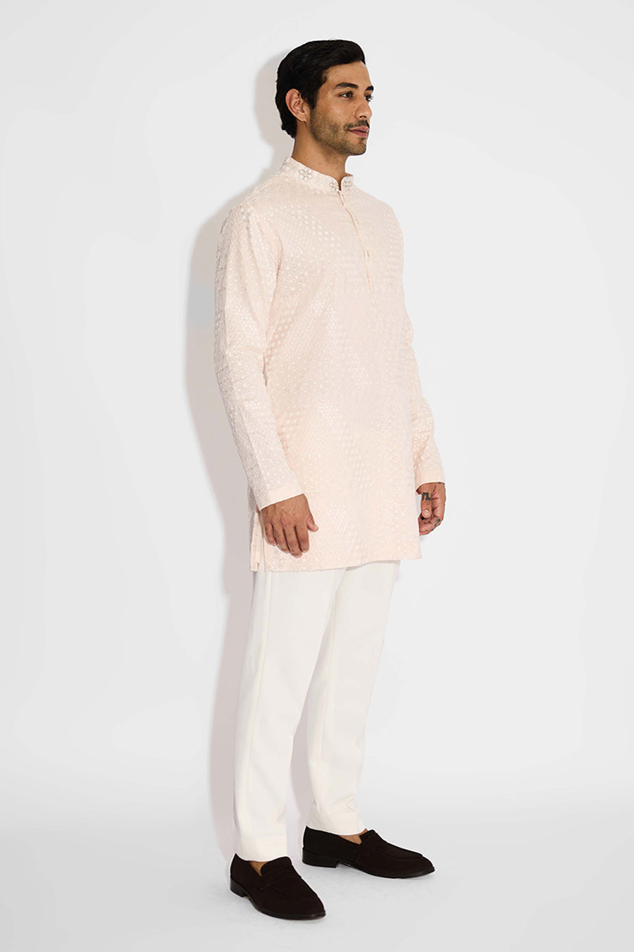 Misty Pink Ornate Short Kurta